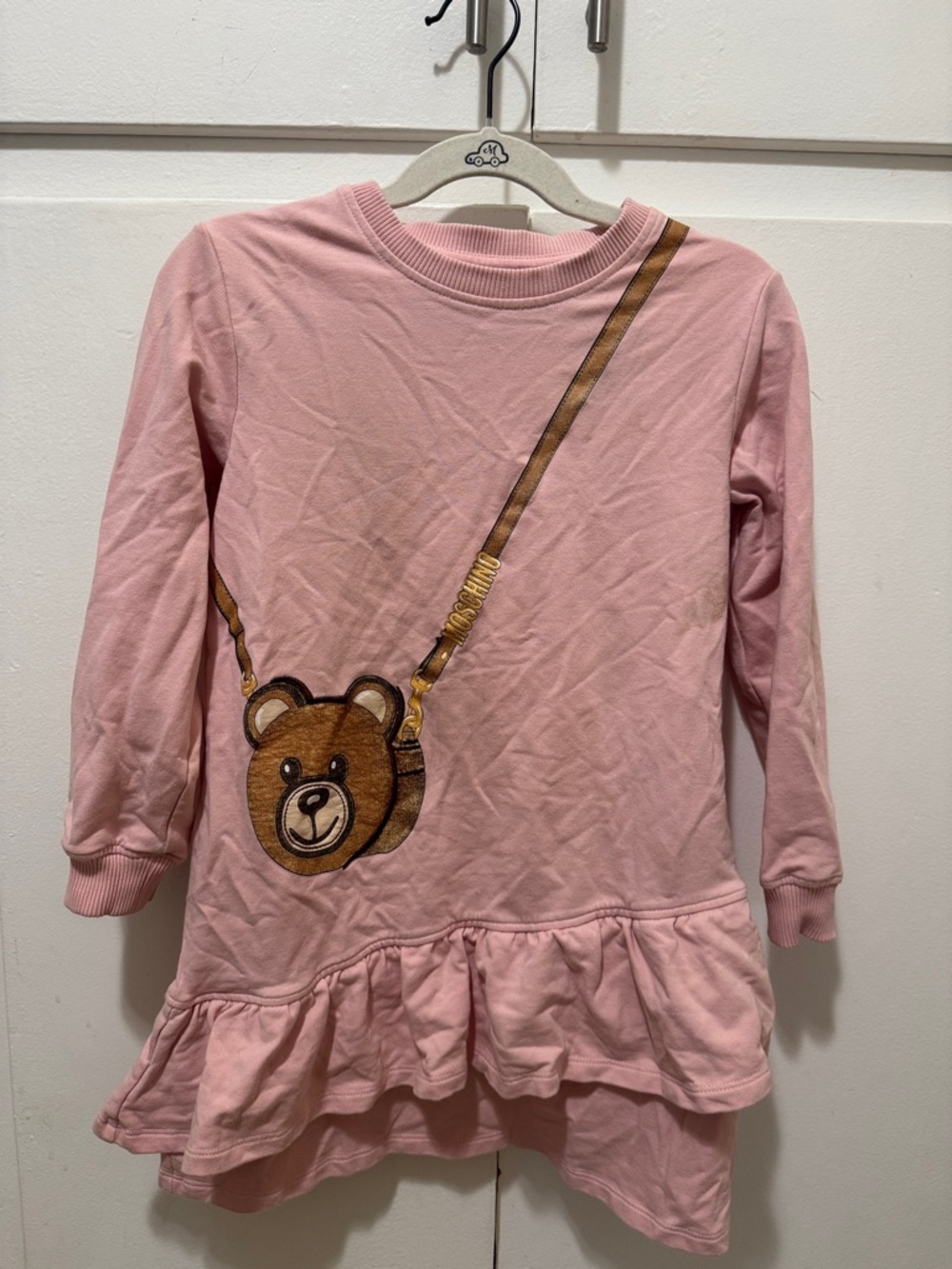 Moschino Pink Long-Sleeve Bear Crossbody Dress